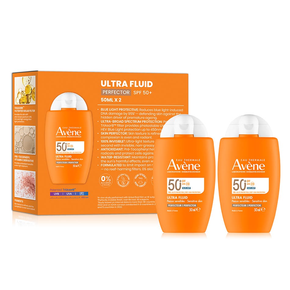 Avene Ultra Fluid SPF50 Sunblock - Perfector 2 × 50ml