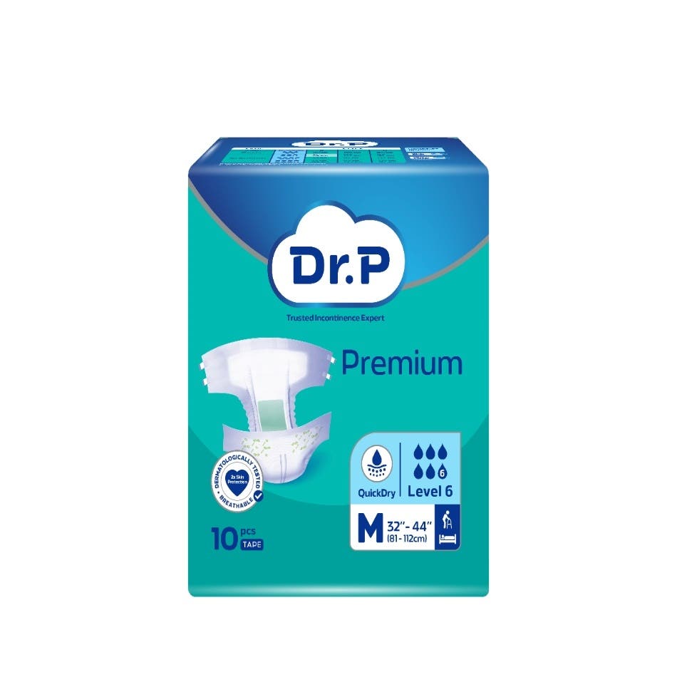 Dr P Premium Adult Diapers Tape - Lv6 (M) 10 per pack