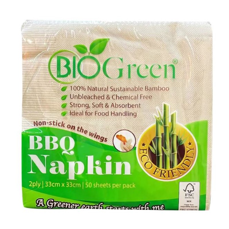 BIOGREEN Bamboo 2-Ply Napkin 33cm x 33cm