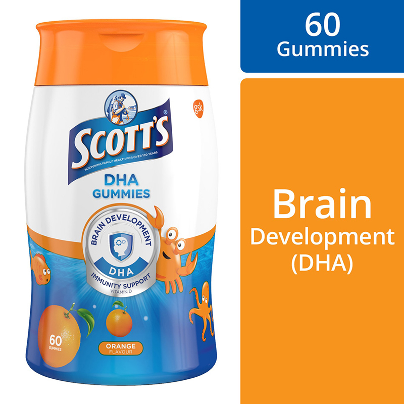 Scott's Orange DHA Chewable Children Gummies Vitamins 60s