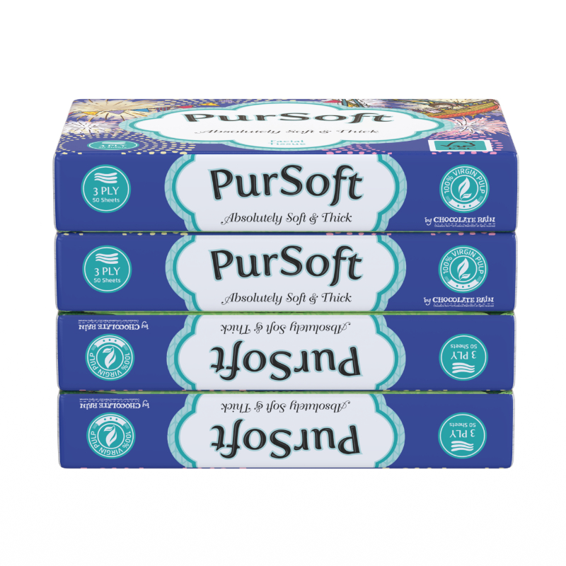 PURSOFT Chocolate Rain Outdoor 3-Ply Facial Tissue Travel Pack