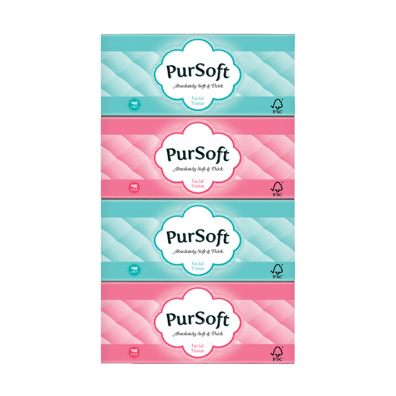 PURSOFT Classic 3-Ply Facial Tissue Box