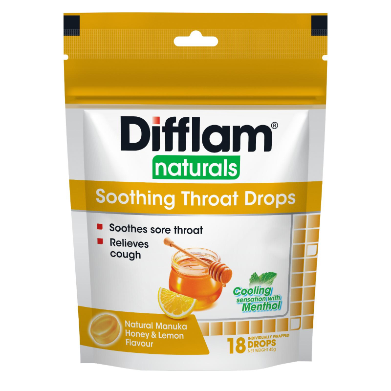 DIFFLAM Natural Soothing Lemon Manuka Honey Throat Drops
