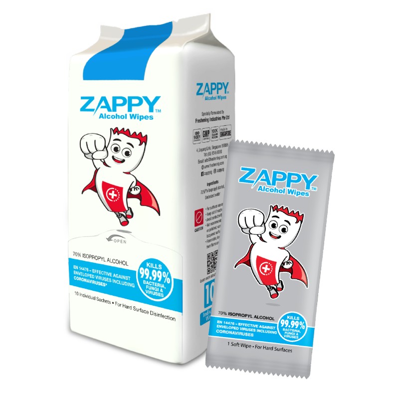 Zappy Individually Packed Alcohol Wet Wipes
