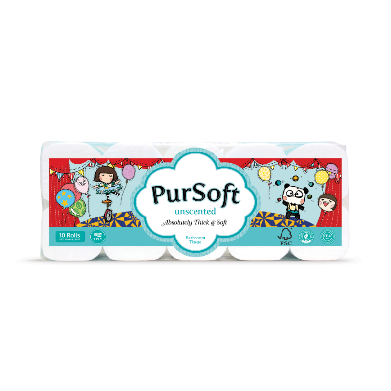 PURSOFT Chocolate Rain 3-Ply Toilet Paper 10 Rolls x