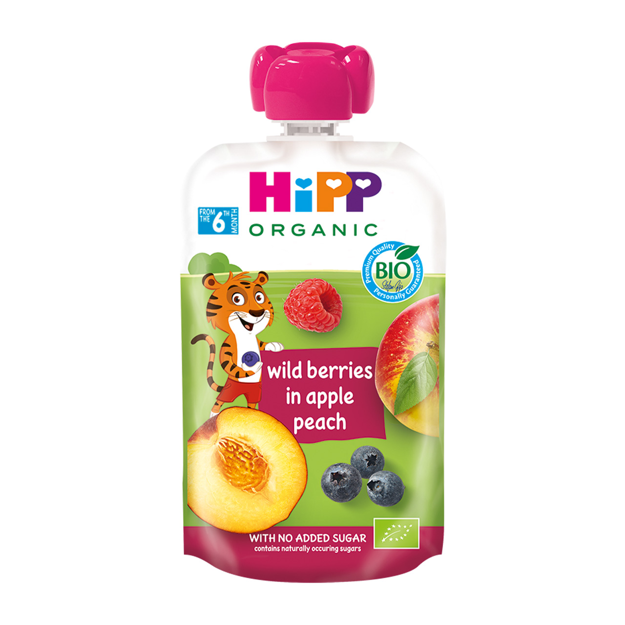 HIPP Organic 6 Months+ Wildberries Apple & Peach Baby Puree Pouch