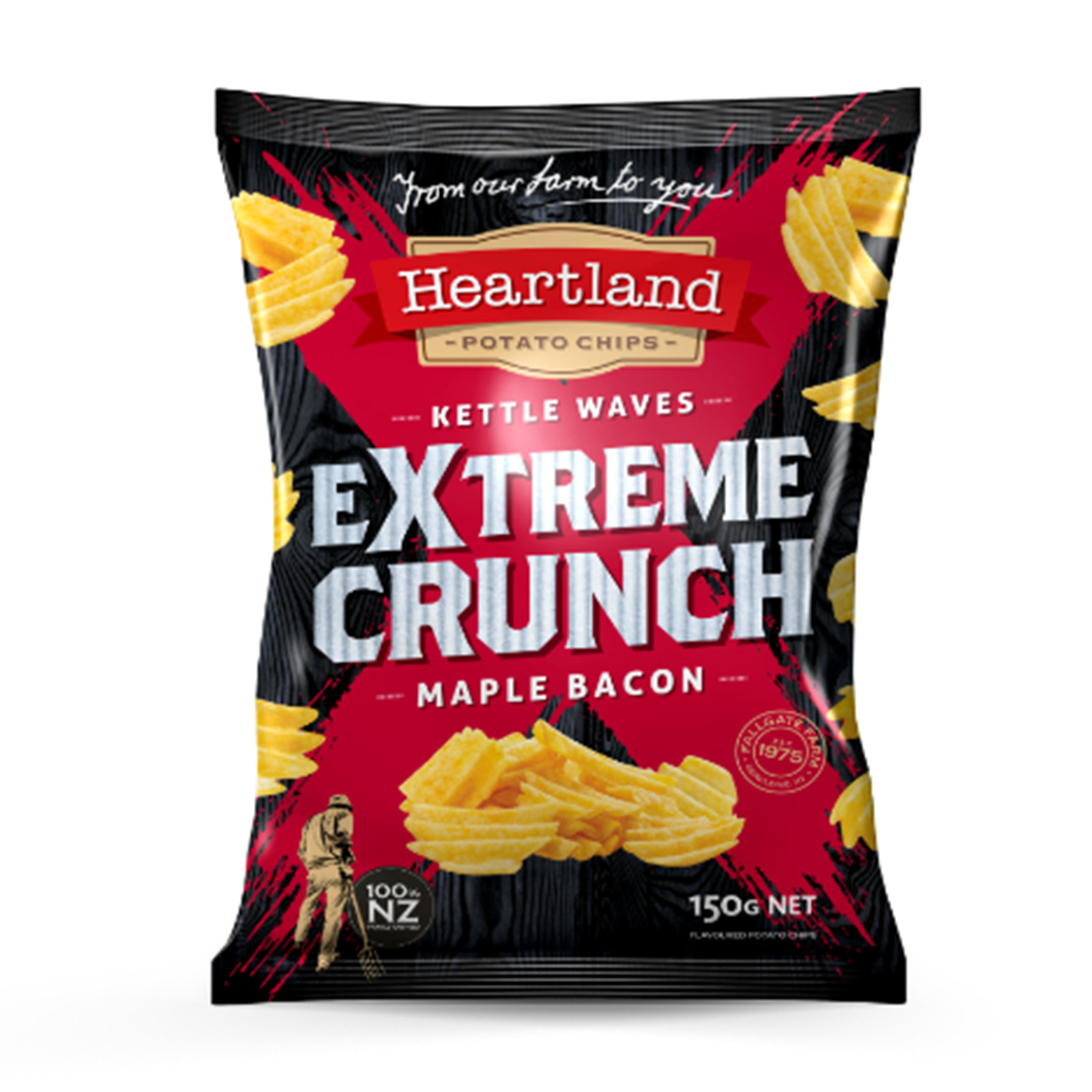 HEARTLAND Kettle Waves Extreme Crunch Maple Bacon Potato Chips