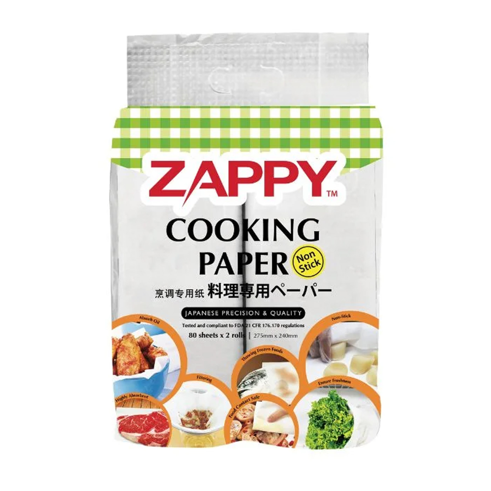 Zappy Premium Kitchen Cooking Paper 2 Rolls x 80 Sheets