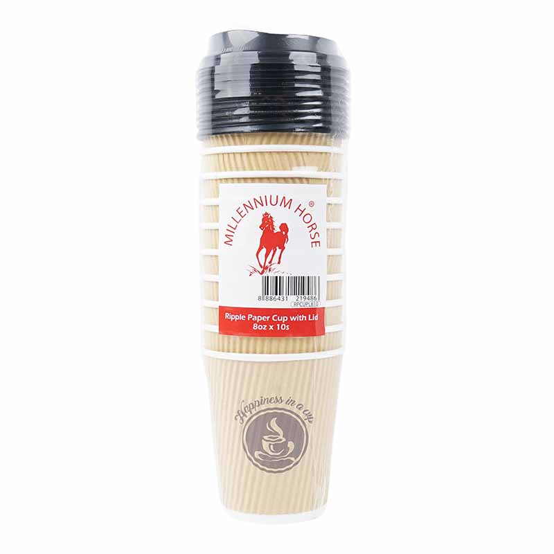 MILLENNIUM HORSE Ripple Paper Cup with Lid 10 x 8oz
