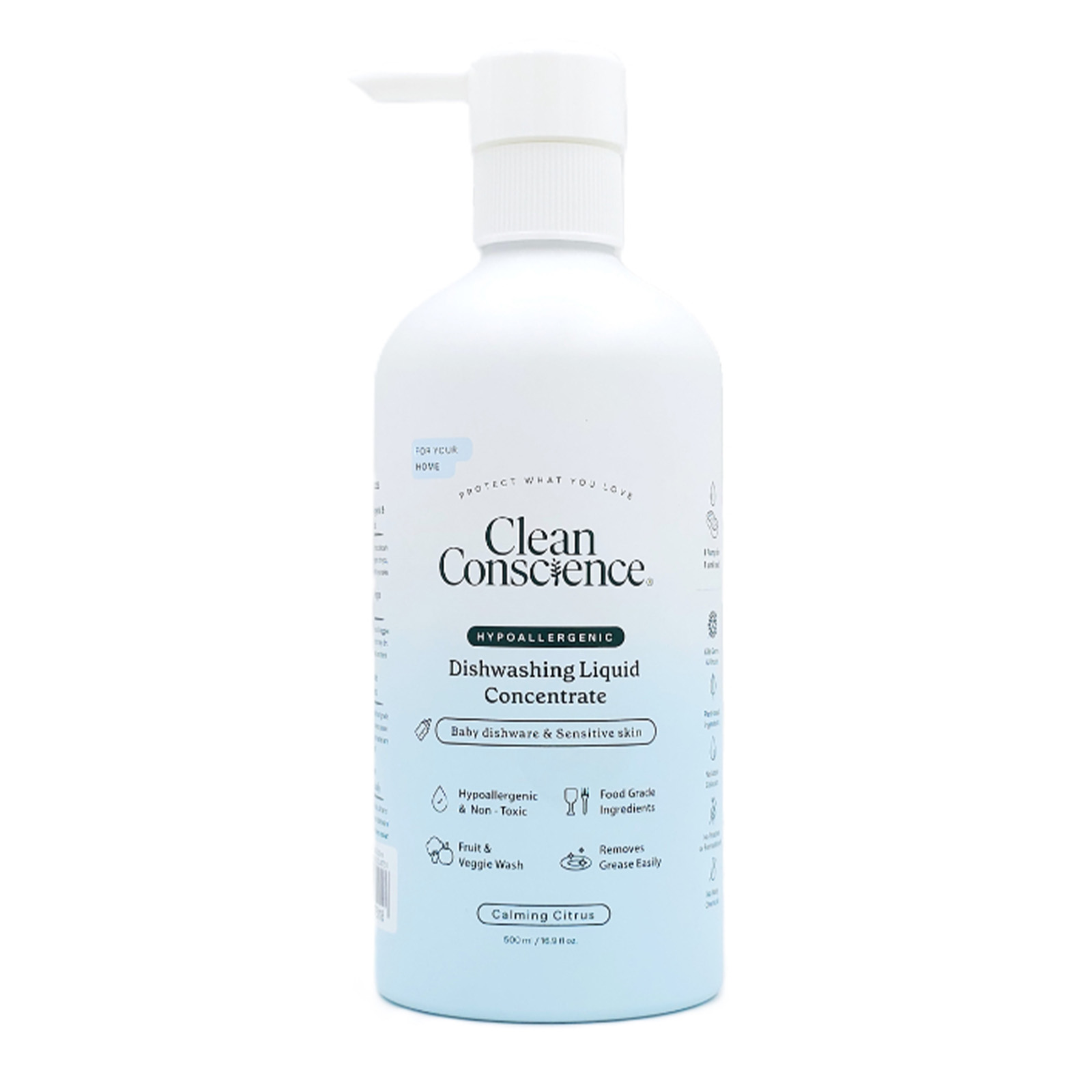 Clean Conscience Hypoallergenic Calming Citrus Concentrated Dishwashing Liquid 500ml