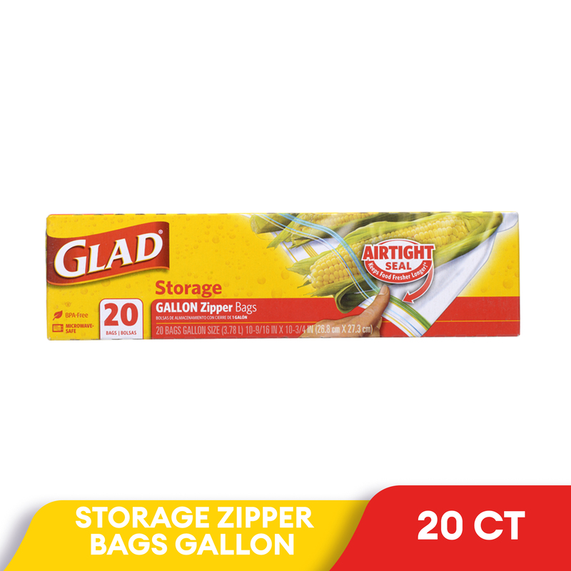 Glad Gallon Zipper Storage Bags 26.8cm x 27.3cm 20s