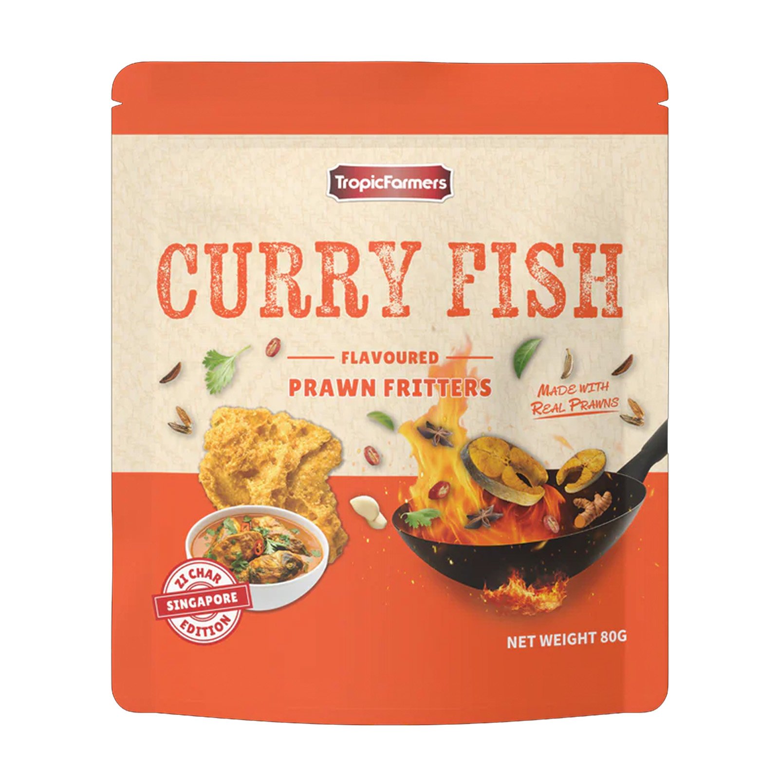 TROPICFARMERS Curry Fish & Prawn Fritters Seafood Crackers
