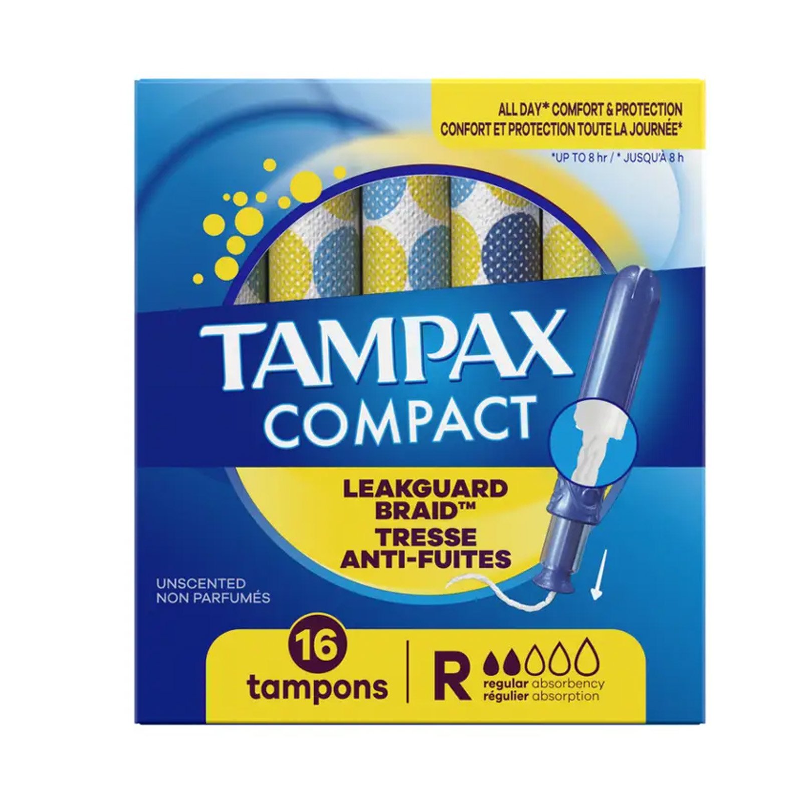 Tampax Compact Pearl Tampons Unscented Regular Absorb 16each