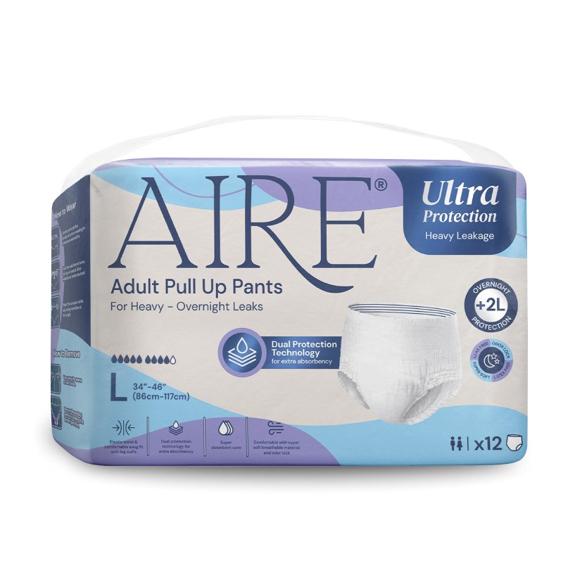 Aire Ultra Protection Size L Pull Up Pants Adult Diapers 12s