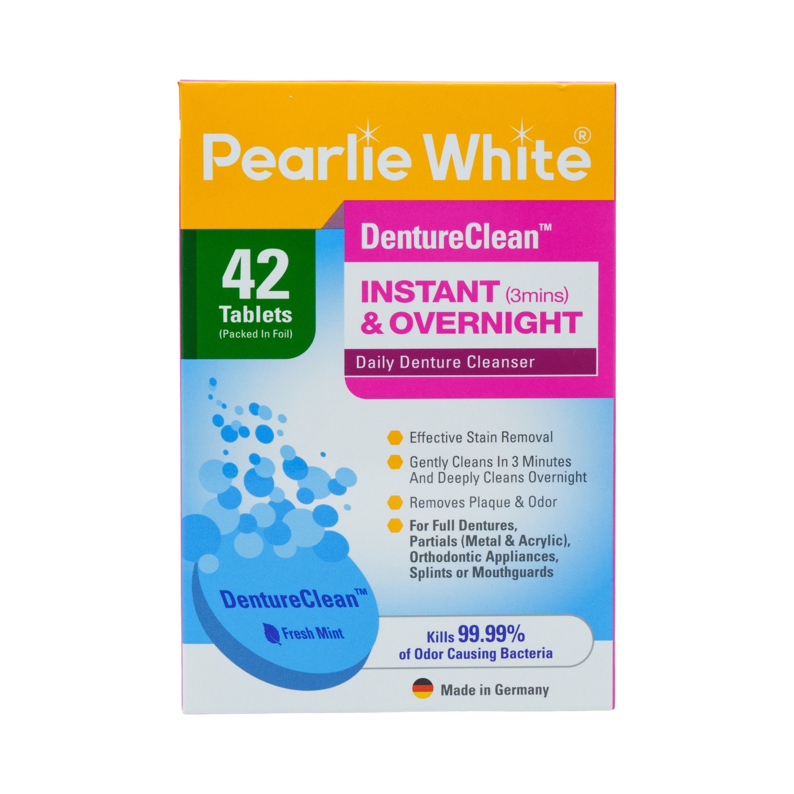 Pearlie White Denture Cleanser Tablets 42s
