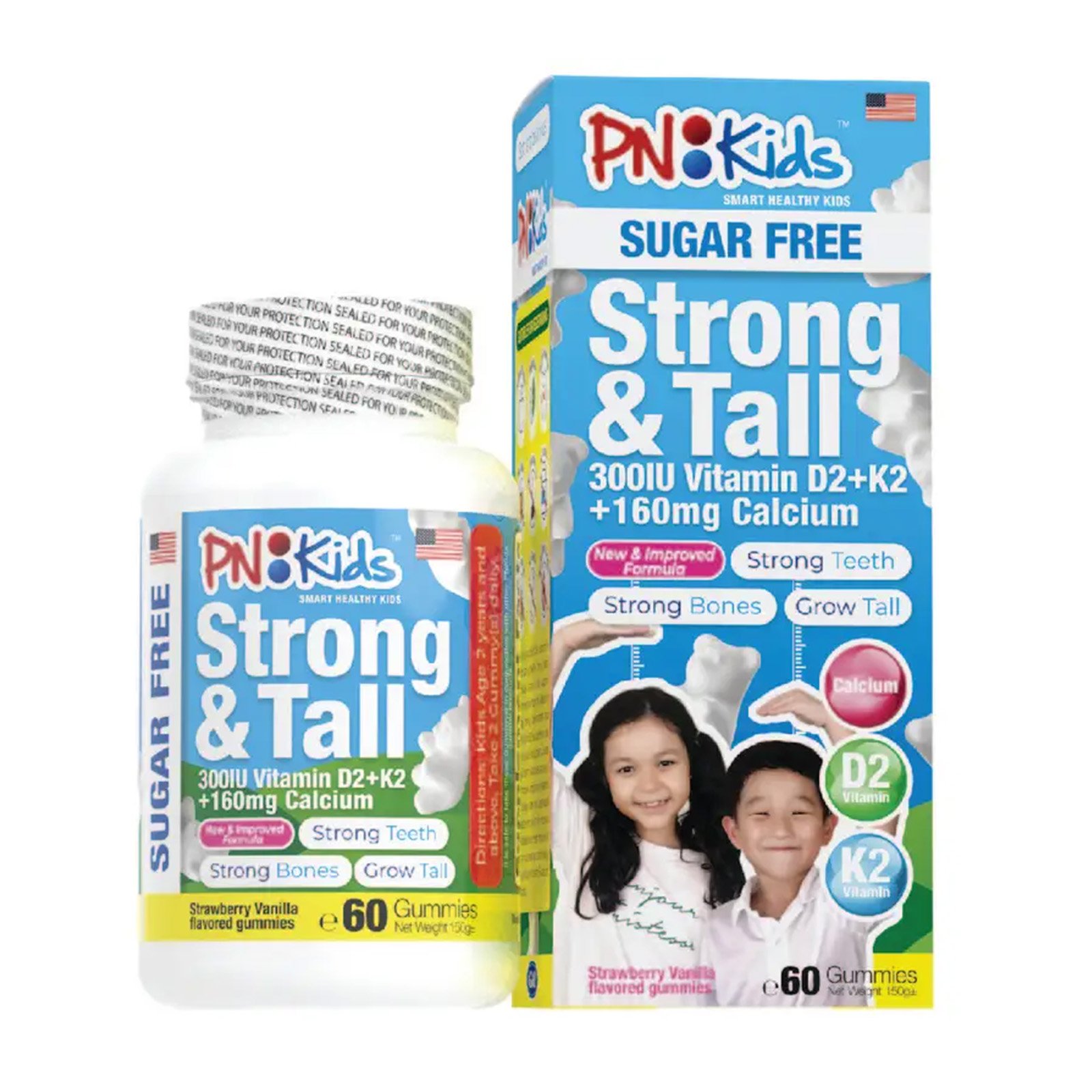 PN Kids Strong & Tall Vitamin D2, K2 & Calcium Vitamins 60s