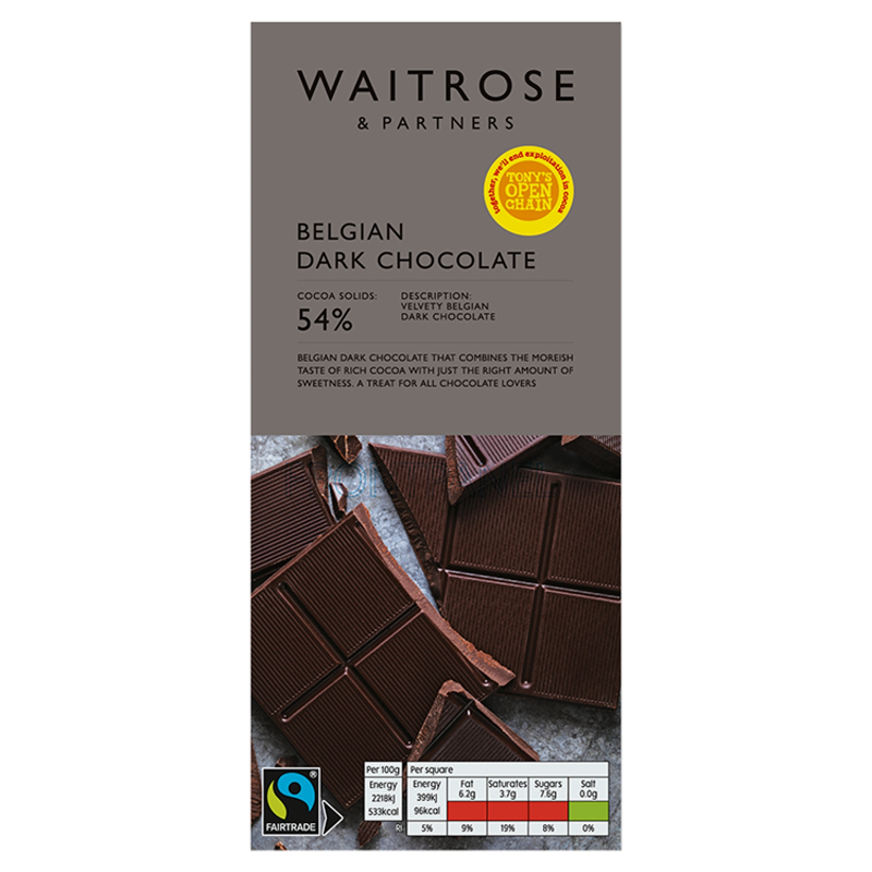 WAITROSE 54% Belgian Dark Chocolate (Fairtrade)