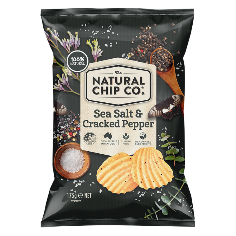 THE NATURAL CHIP CO Sea Salt & Cracked Pepper Crinkle Cut Potato Chips