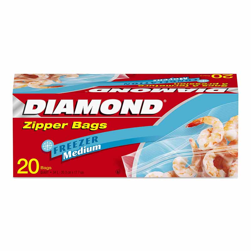 Diamond Medium Freezer Bags 17.7cm x 17.3cm 20s