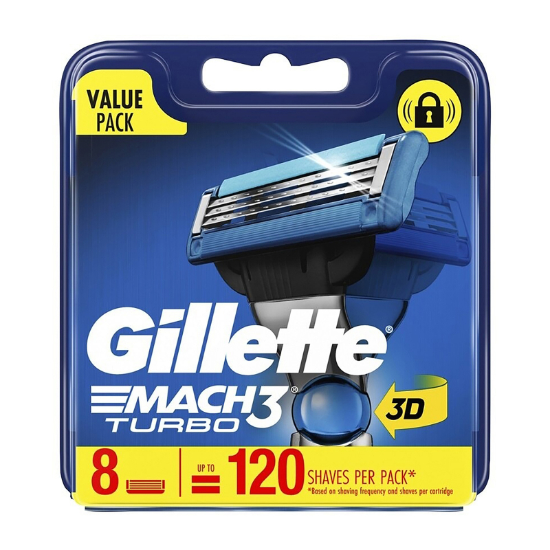 Gillette Mach3 Turbo 3D Cartridge Refills 8s