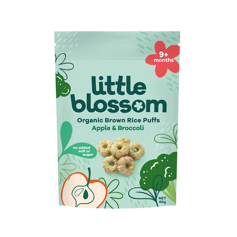 LITTLE BLOSSOM Organic Apple & Broccoli Brown Rice Puffs