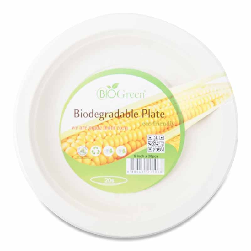 Biogreen Biodegradable Plate 20 x 6" (15.2cm)