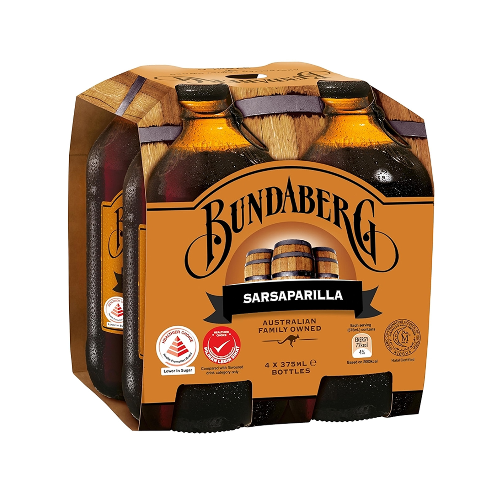 Bundaberg Sarsaparilla Sparkling Drink Bottle 4 x 375ml