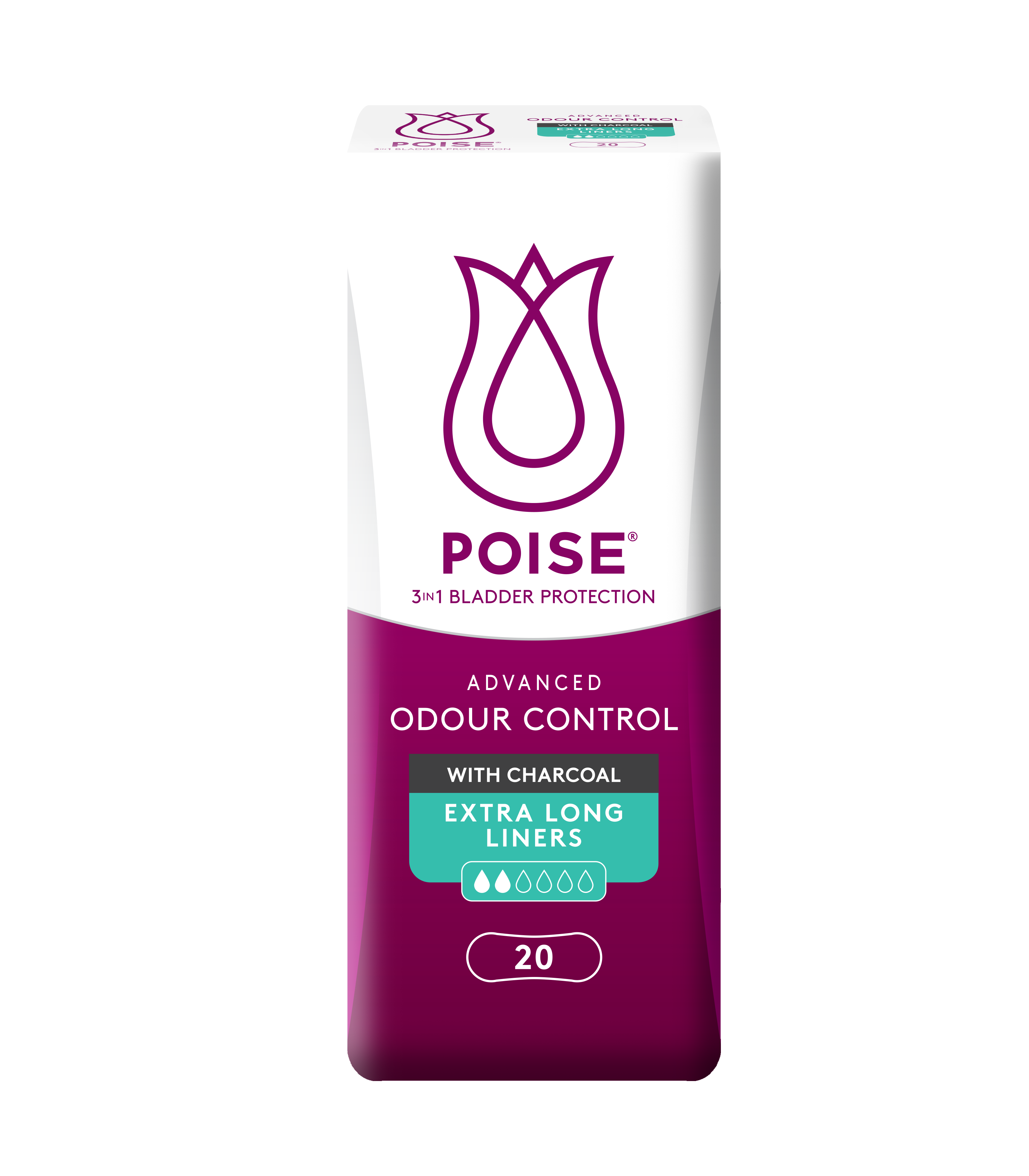 Poise Charcoal Extra Long Pantyliners 20s