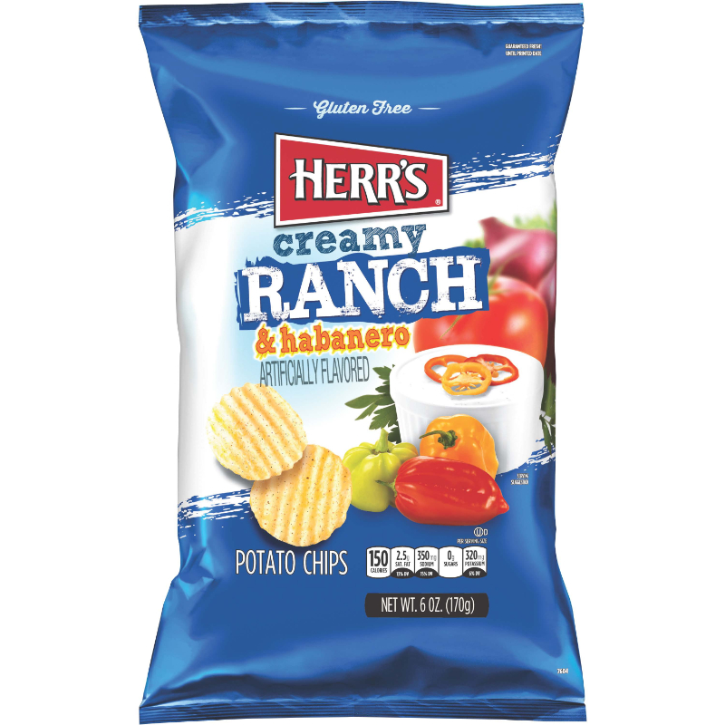 HERR'S Creamy Ranch & Habanero Potato Chips 6oz