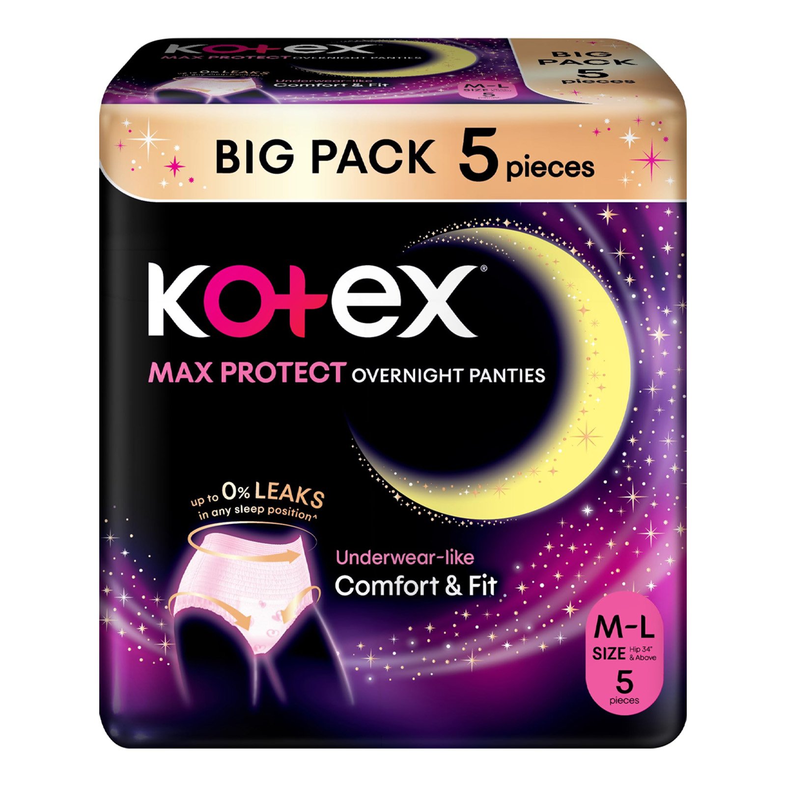 Kotex Overnight Panties L 5s