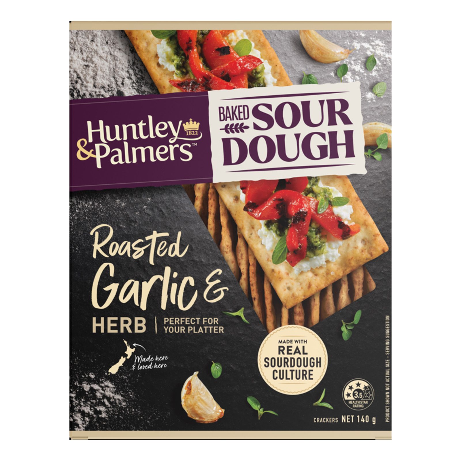 HUNTLEY & PALMERS Sourdough Roasted Garlic Crackers