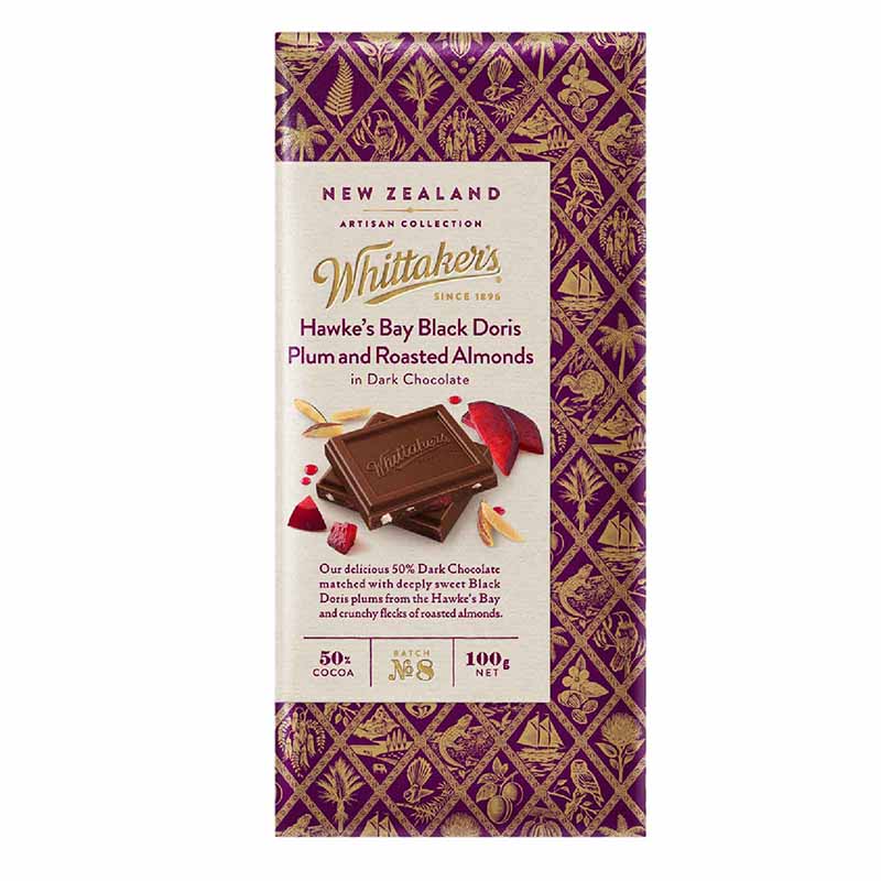 Whittaker's Plum & Roasted Almond Dark Chocolate 100g