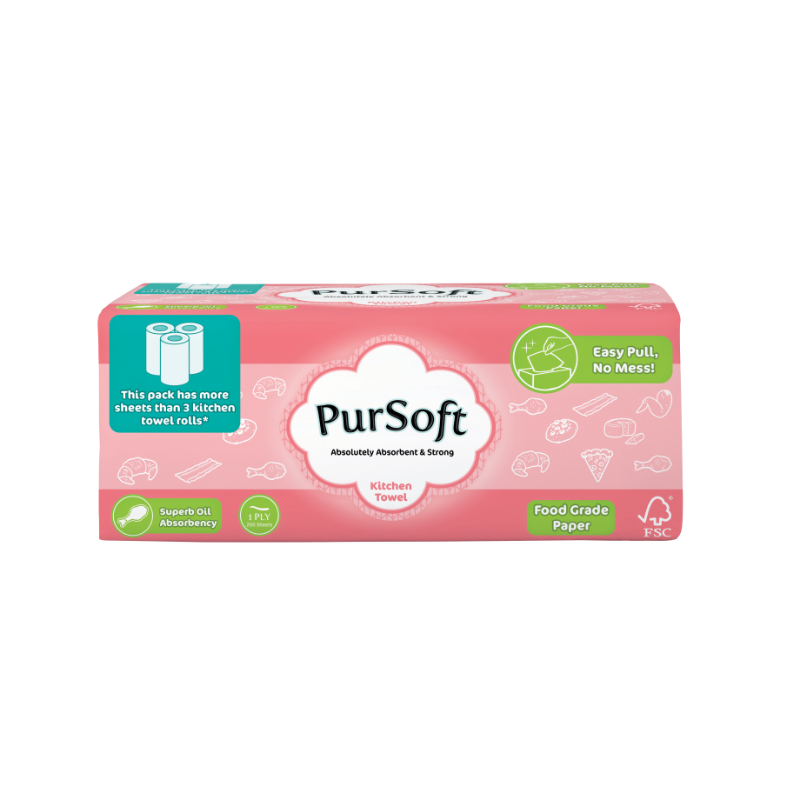 Pursoft Softpack Kitchen Paper Towel 200s