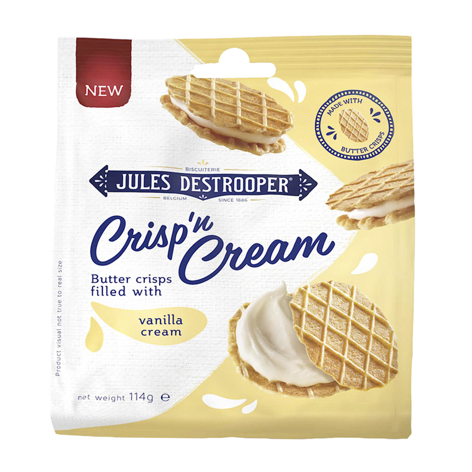 Jules Destrooper Vanilla Crisp Cream Filled Biscuits 114g