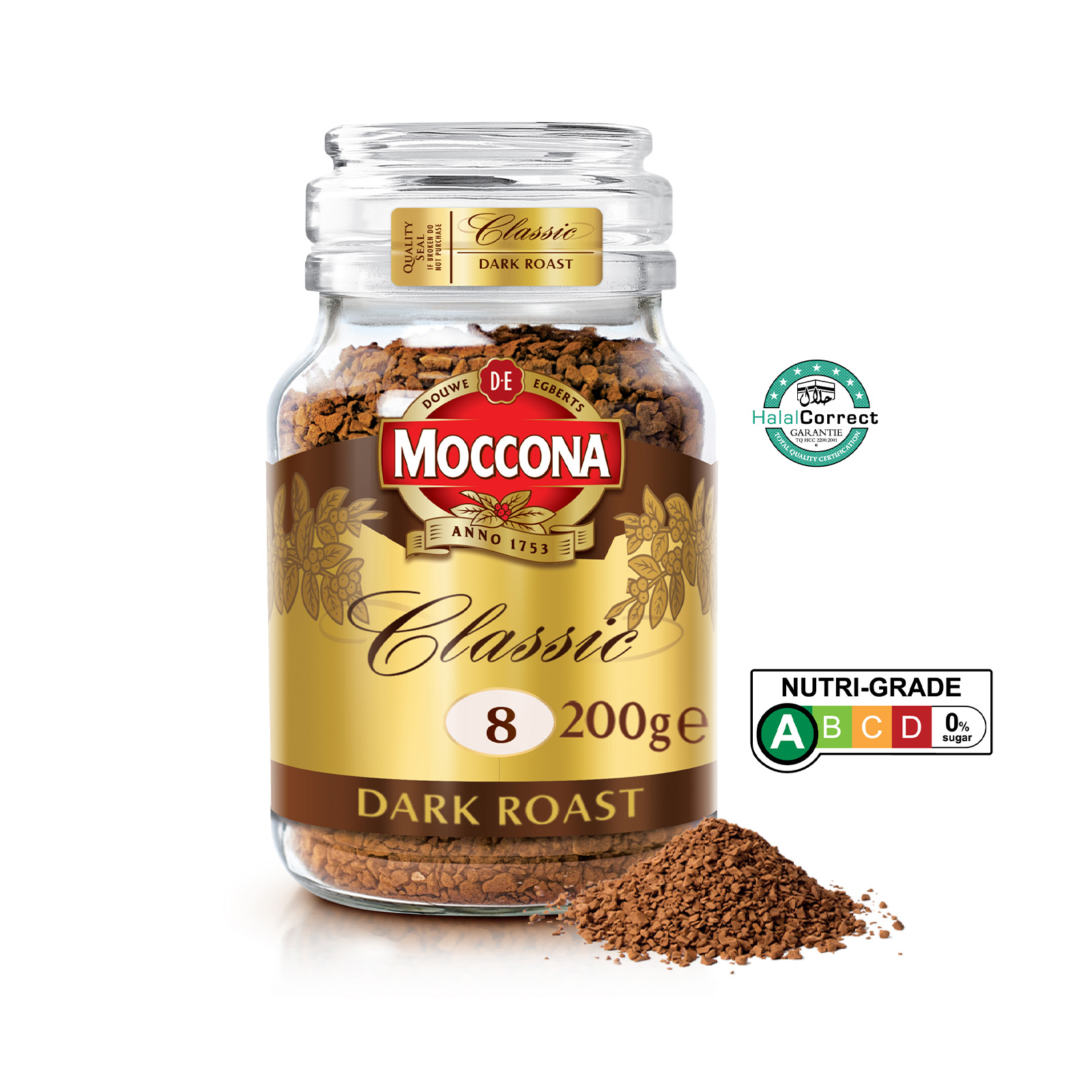 Moccona Classic Intensity 8 Dark Roast Instant Coffee Jar