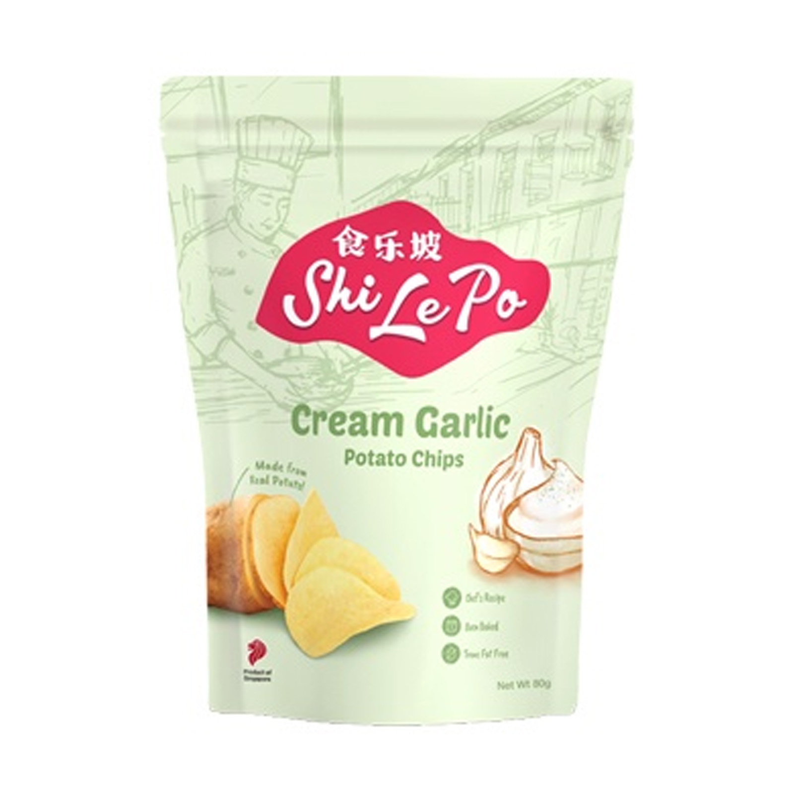 Shi Le Po Cream Garlic Potato Chips 80g