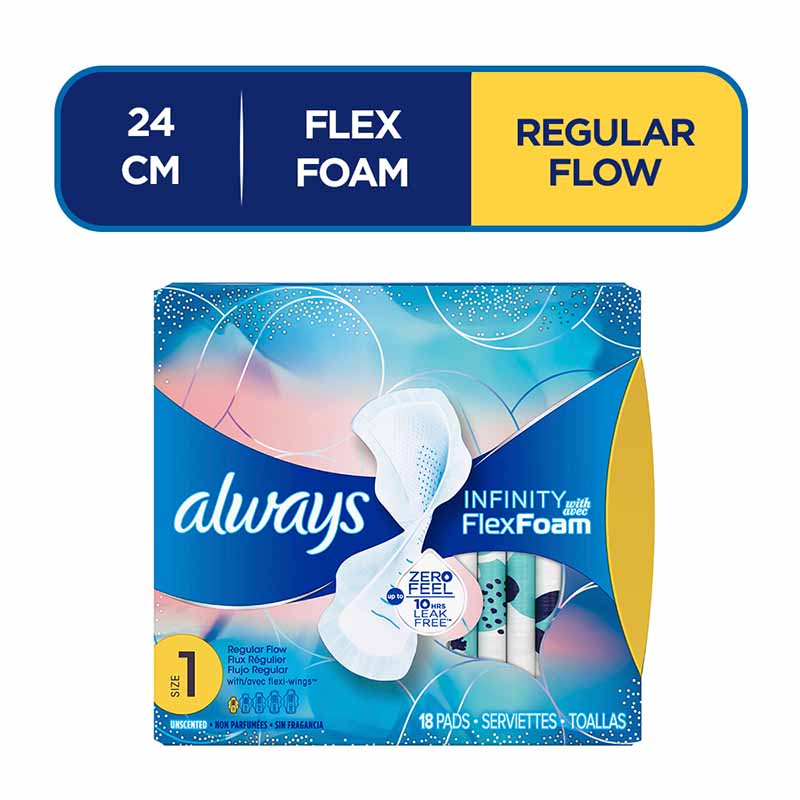 Always Flex Memory Foam Regular Flow Sanitary Pads 24cm 18s