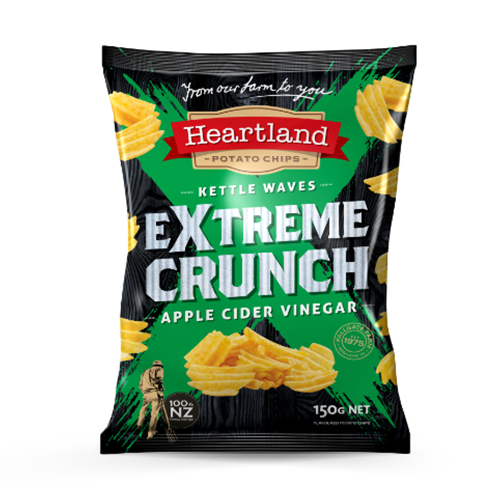 HEARTLAND Kettle Waves Extreme Crunch Apple Cider Vinegar Potato Chips