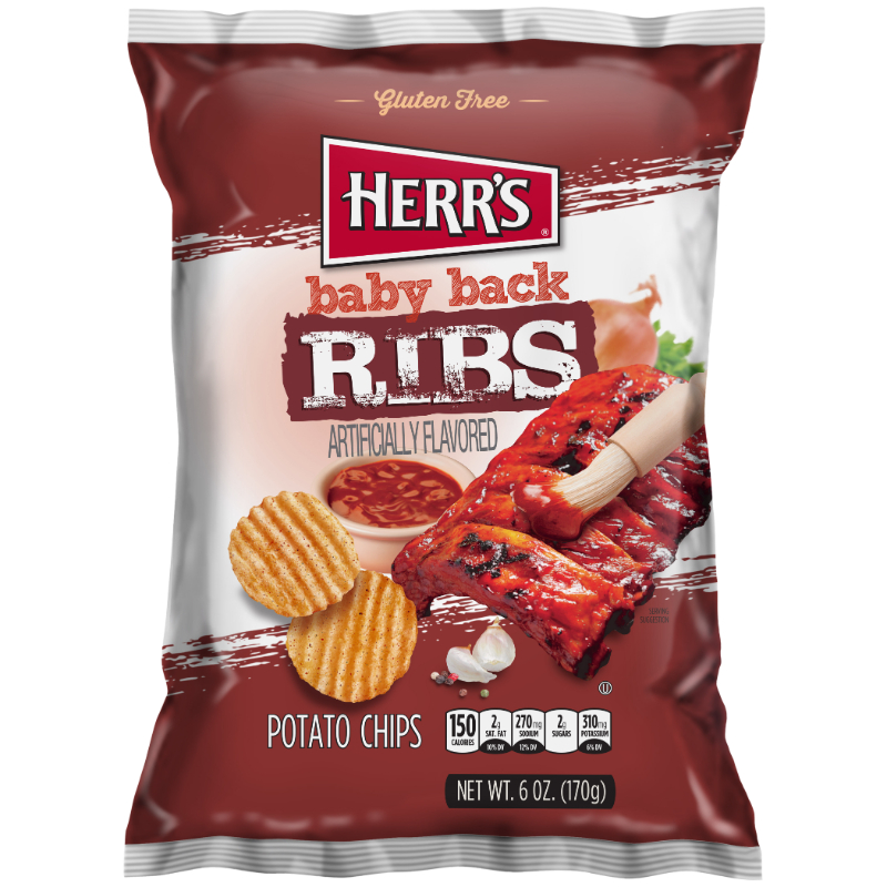 HERR'S Baby Back Rib Potato Chips 6oz