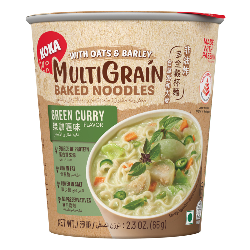 Koka Multigrain Oats & Barley Green Curry Instant Noodles Cup