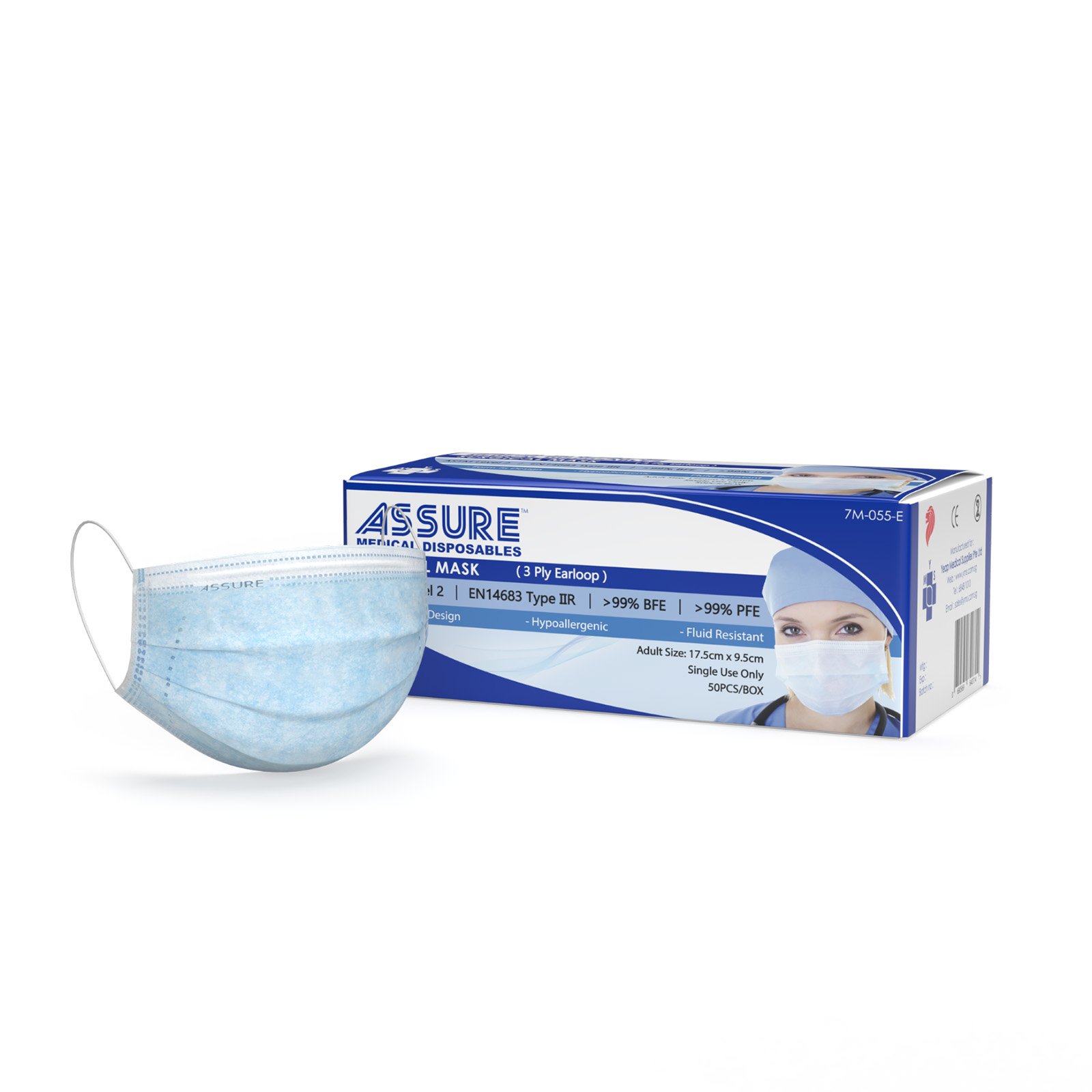 Assure 3Ply Surgical Mask 50each