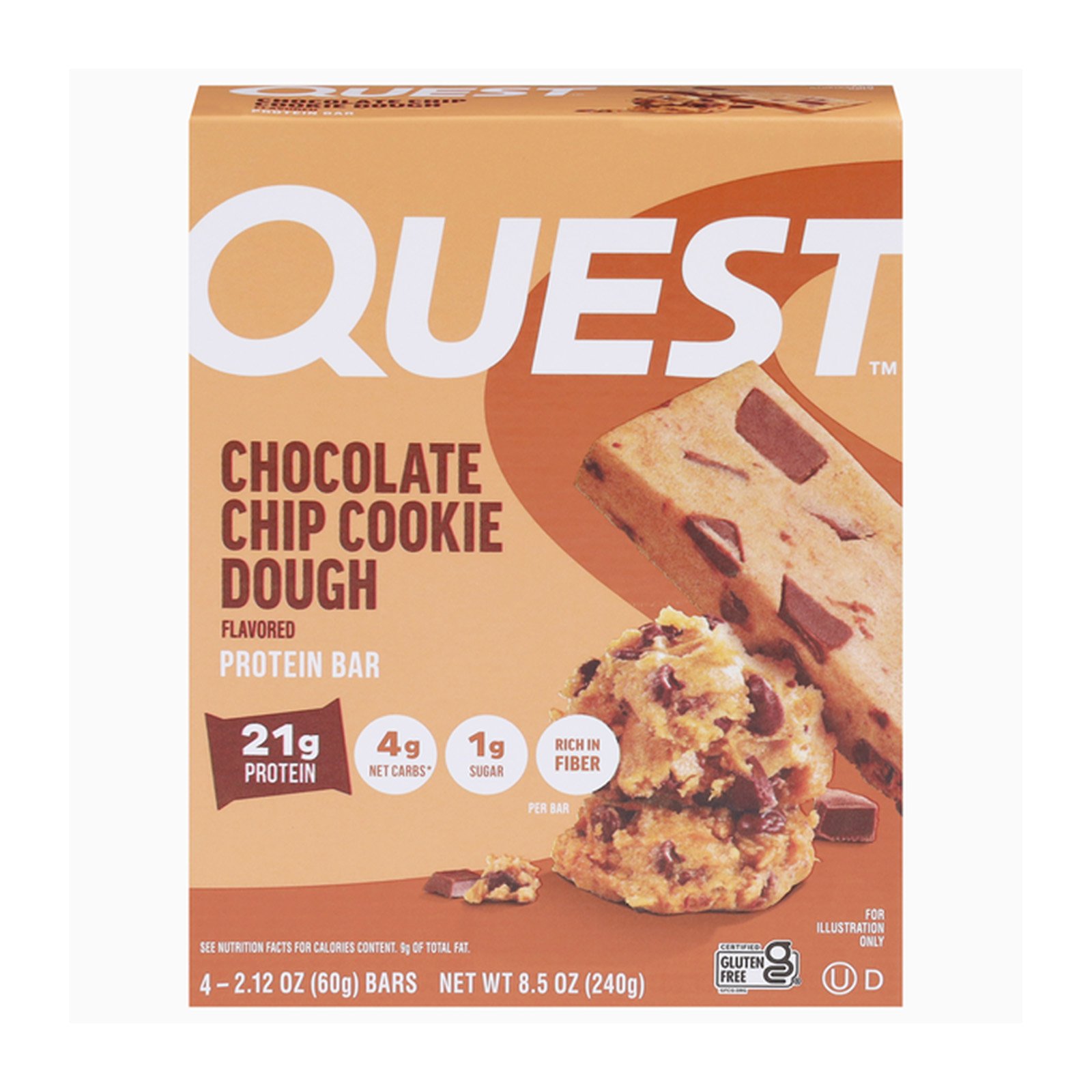 Quest Chocolate Chip Cookie Dough Protein Bar 4 x 60g