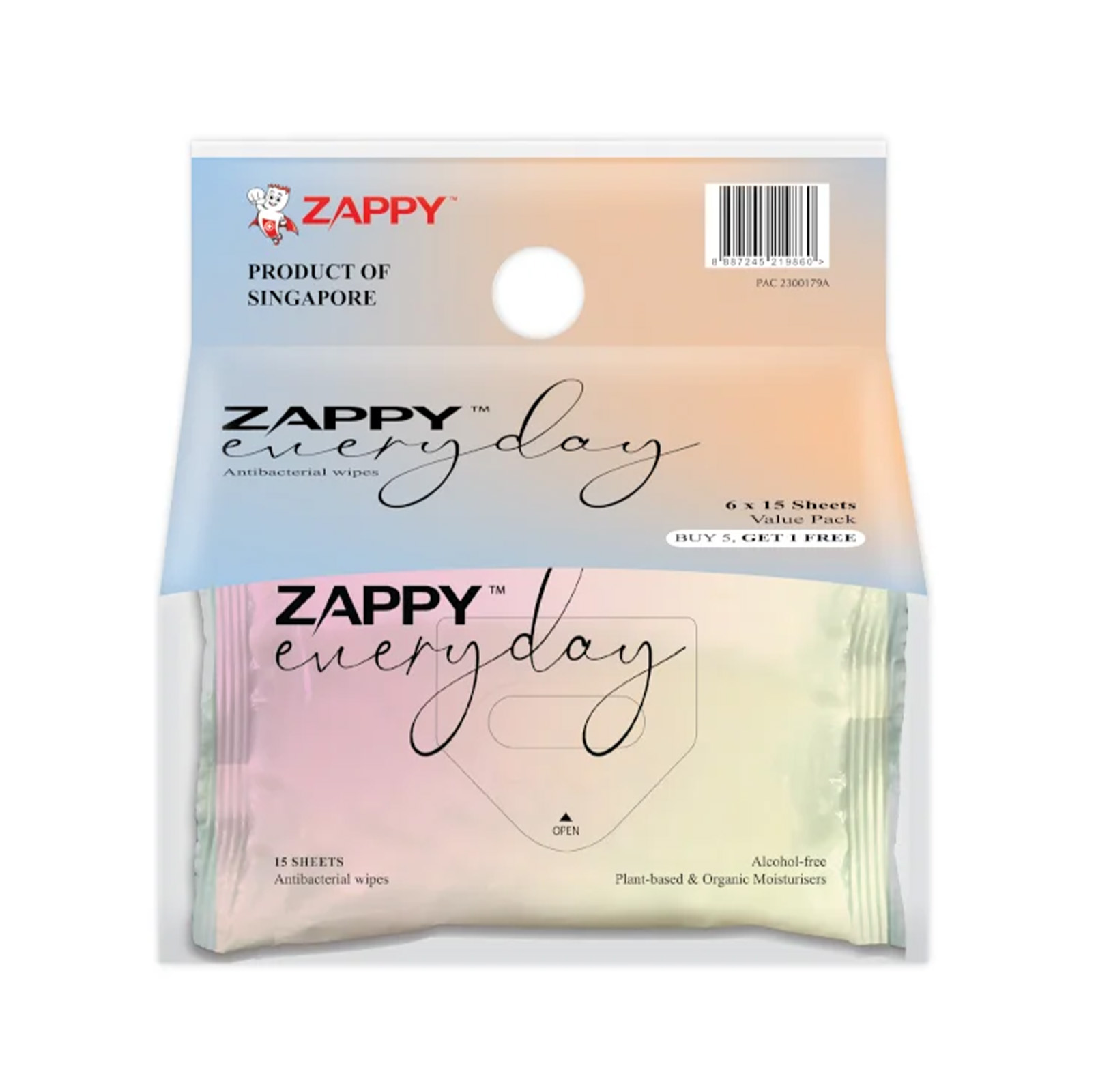 Zappy Everyday Antibacterial Wet Wipes
