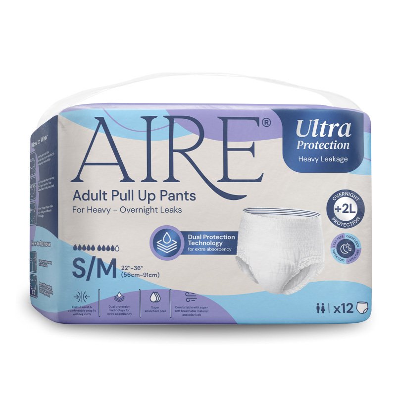 Aire Ultra Protection Size S/M Pull Up Pants Adult Diapers 12s
