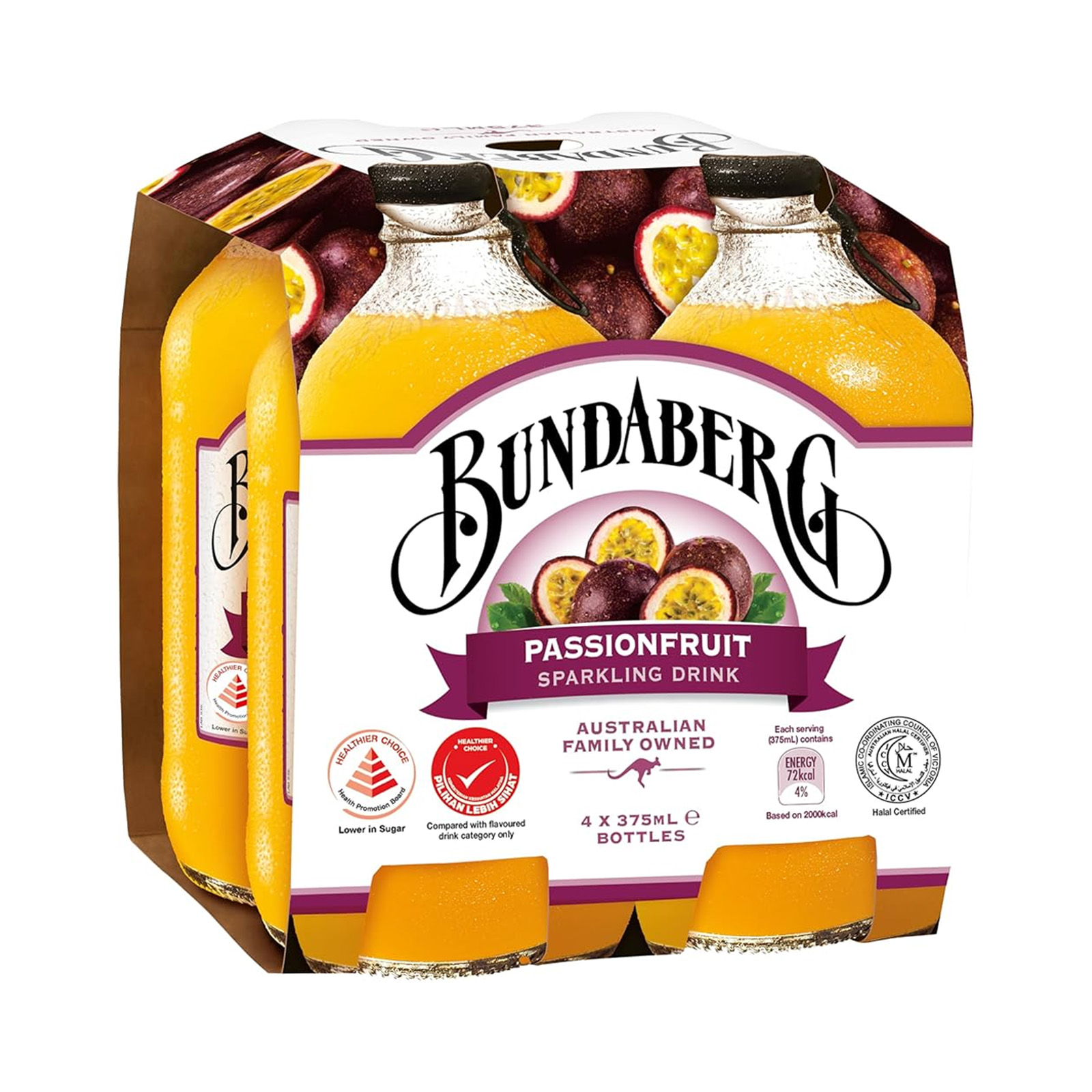 Bundaberg Passionfruit Sparkling Drink Bottle 4 x 375ml