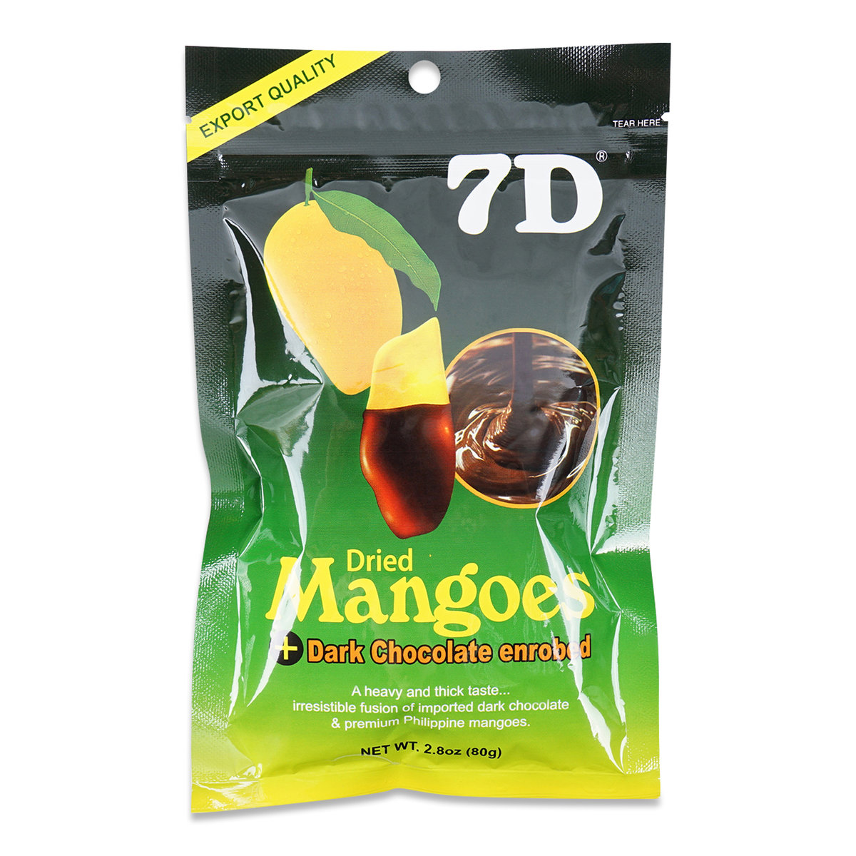 7d Dark Chocolate Enrobed Dried Mango Fruit Snacks