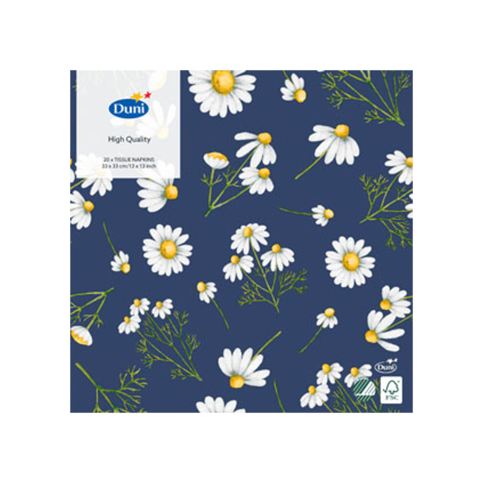 DUNI Daisy Blue 3-Ply Napkin 24cm x 24cm