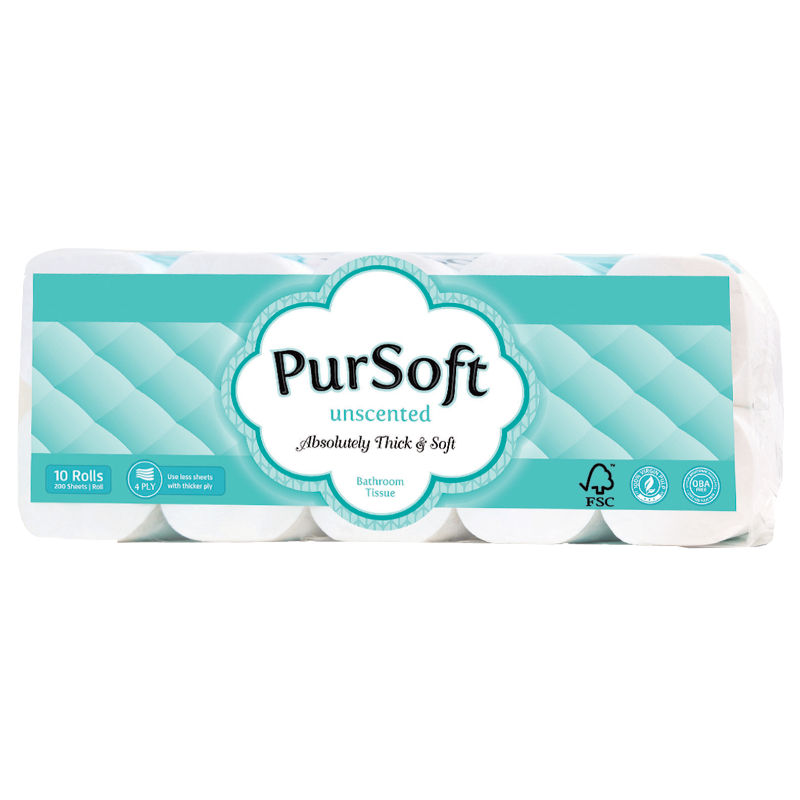 PURSOFT Unscented 4-Ply Toilet Paper 10 Rolls x