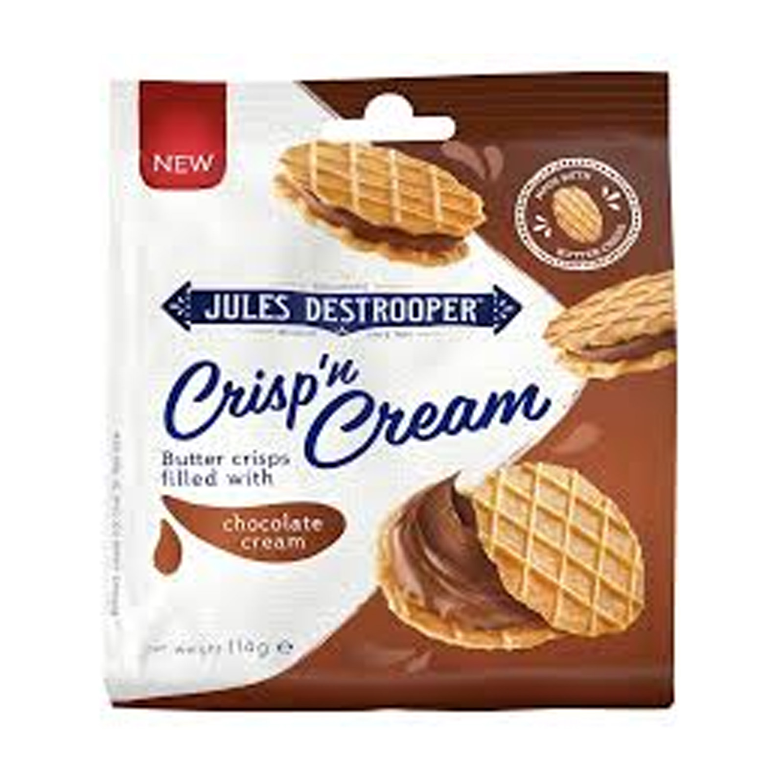 Jules Destrooper Chocolate Crisp Cream Filled Biscuits 114g