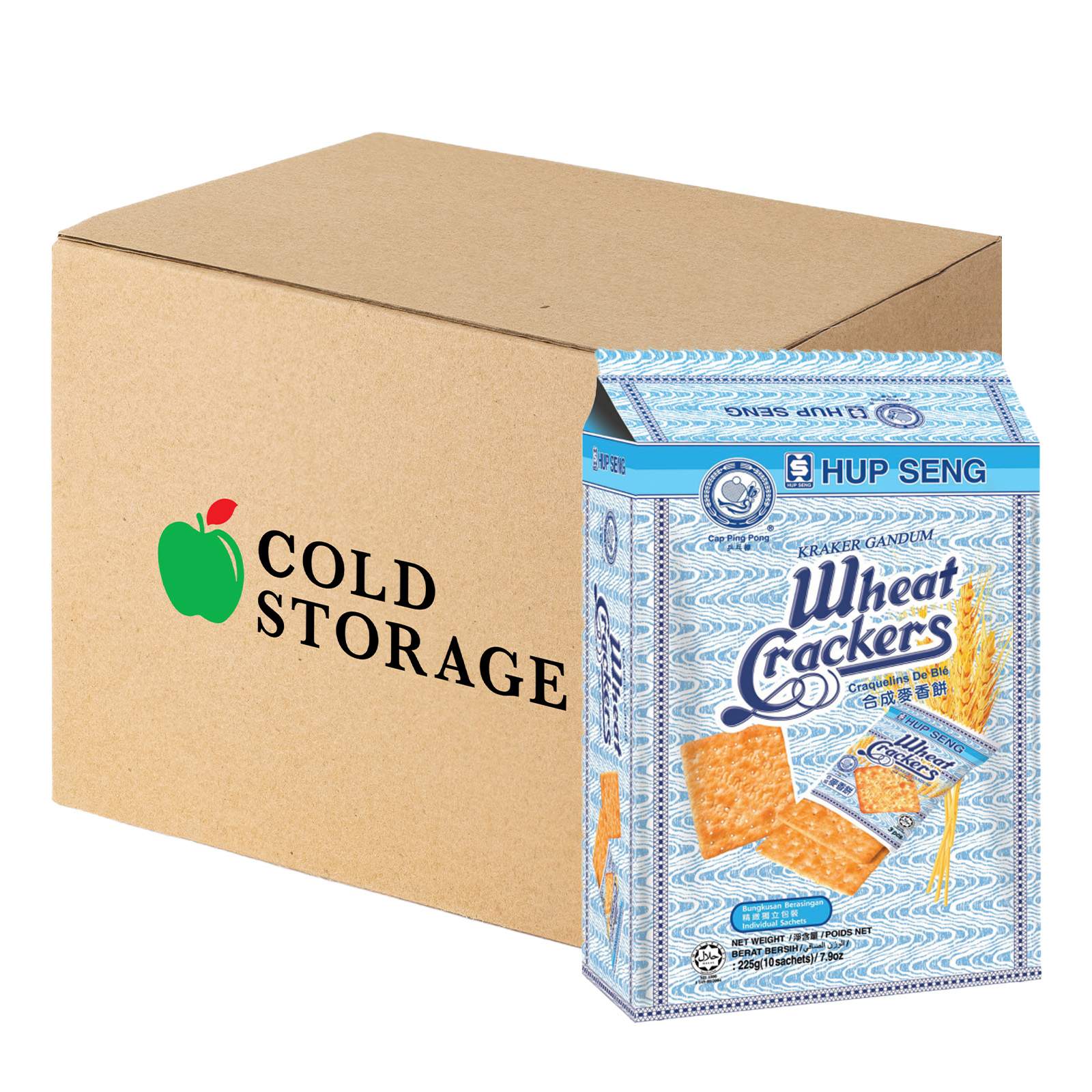 Hup Seng High Fibre Wholemeal Crackers 12 x 225g